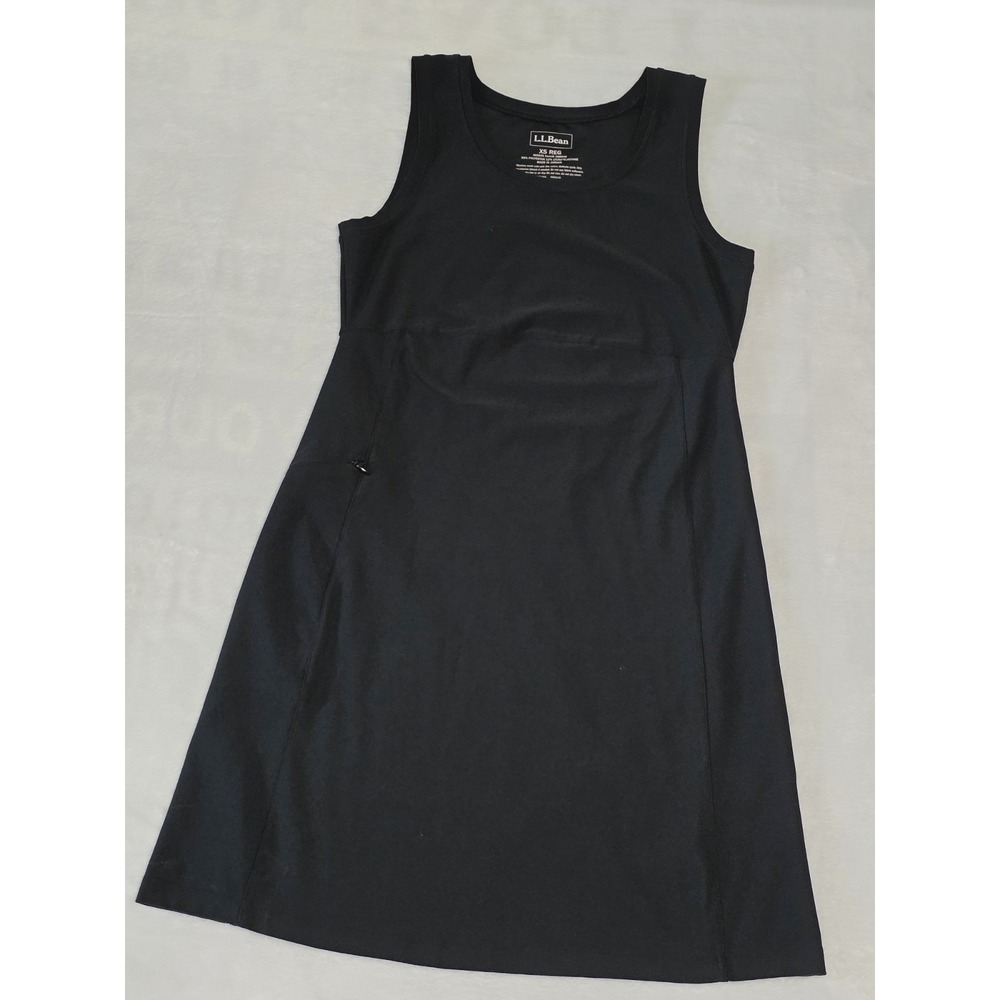 L.L. Bean Womens XS Black Sleeveless Athletic Dress Side Zip Pocket